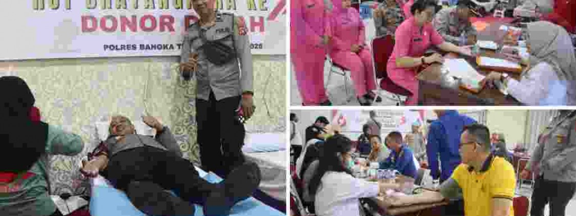 Polres Bangka Tengah Gelar Bakti Kesehatan Donor Darah Sambut HUT Bhayangkara ke-79
