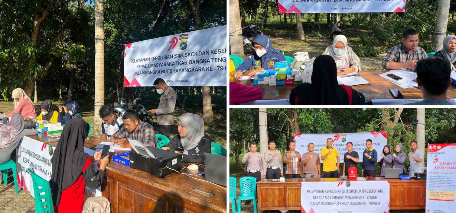 Polres Bangka Tengah Gelar Pelayanan Kepolisian di Car Free Day HUT Bhayangkara ke-79