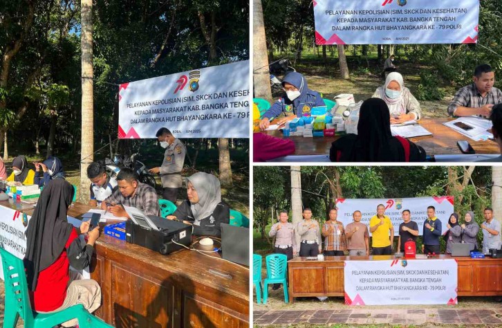 Polres Bangka Tengah Gelar Pelayanan Kepolisian di Car Free Day HUT Bhayangkara ke-79