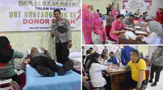Polres Bangka Tengah Gelar Bakti Kesehatan Donor Darah Sambut HUT Bhayangkara ke-79