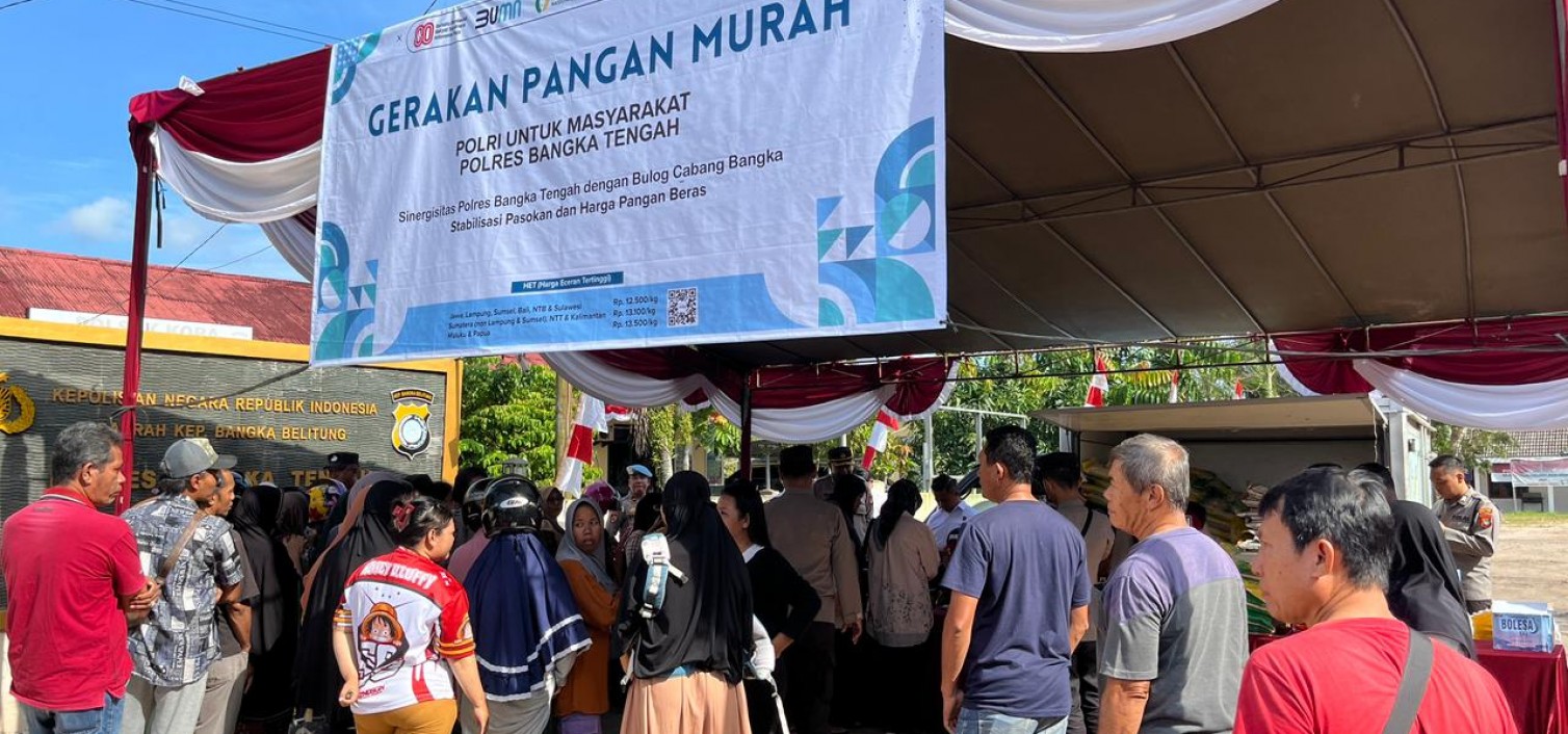 Polres Bangka Tengah Gelar Gerakan Pangan Murah Sambut HUT RI ke-80