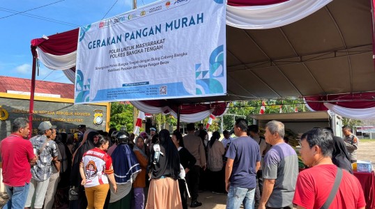 Polres Bangka Tengah Gelar Gerakan Pangan Murah Sambut HUT RI ke-80