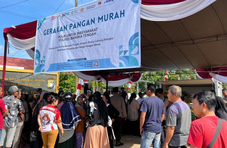 Polres Bangka Tengah Gelar Gerakan Pangan Murah Sambut HUT RI ke-80