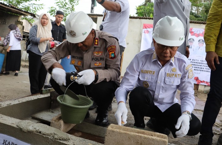 Kapolres Bangka Tengah Hadiri Peletakan Batu Pertama Pembangunan Rumah Layak Huni Bagi Purnawirawan