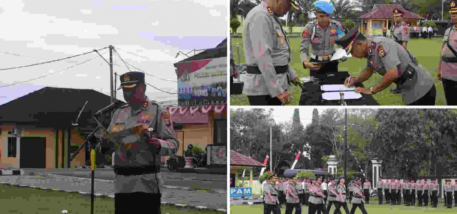 Polres Bangka Tengah Gelar Upacara Serah Terima Jabatan Sejumlah Pejabat Utama