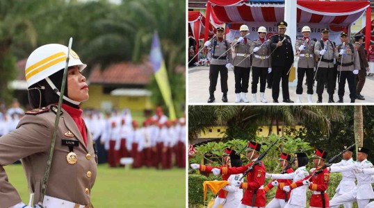 Polwan Polres Bangka Tengah Jadi Komandan Upacara Perdana di HUT RI ke-80 di Halaman Kantor Bupati