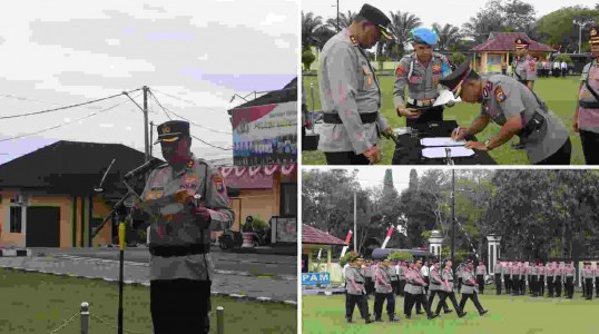 Polres Bangka Tengah Gelar Upacara Serah Terima Jabatan Sejumlah Pejabat Utama
