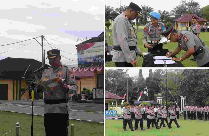 Polres Bangka Tengah Gelar Upacara Serah Terima Jabatan Sejumlah Pejabat Utama