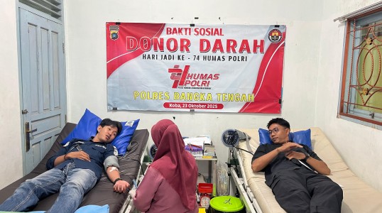 POLRES BANGKA TENGAH GELAR DONOR DARAH DALAM RANGKA HUT HUMAS POLRI KE-74